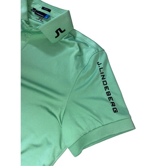J.Lindeberg Other - J Lindeberg Tour Tech Slim Fit Golf Polo Light Green Logo EUC Size MEDIUM